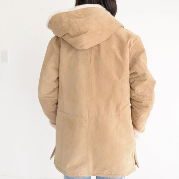 St. John Bay Beige Washable  Suede Aviator Jacket with Hood SM - Picture 4 of 16